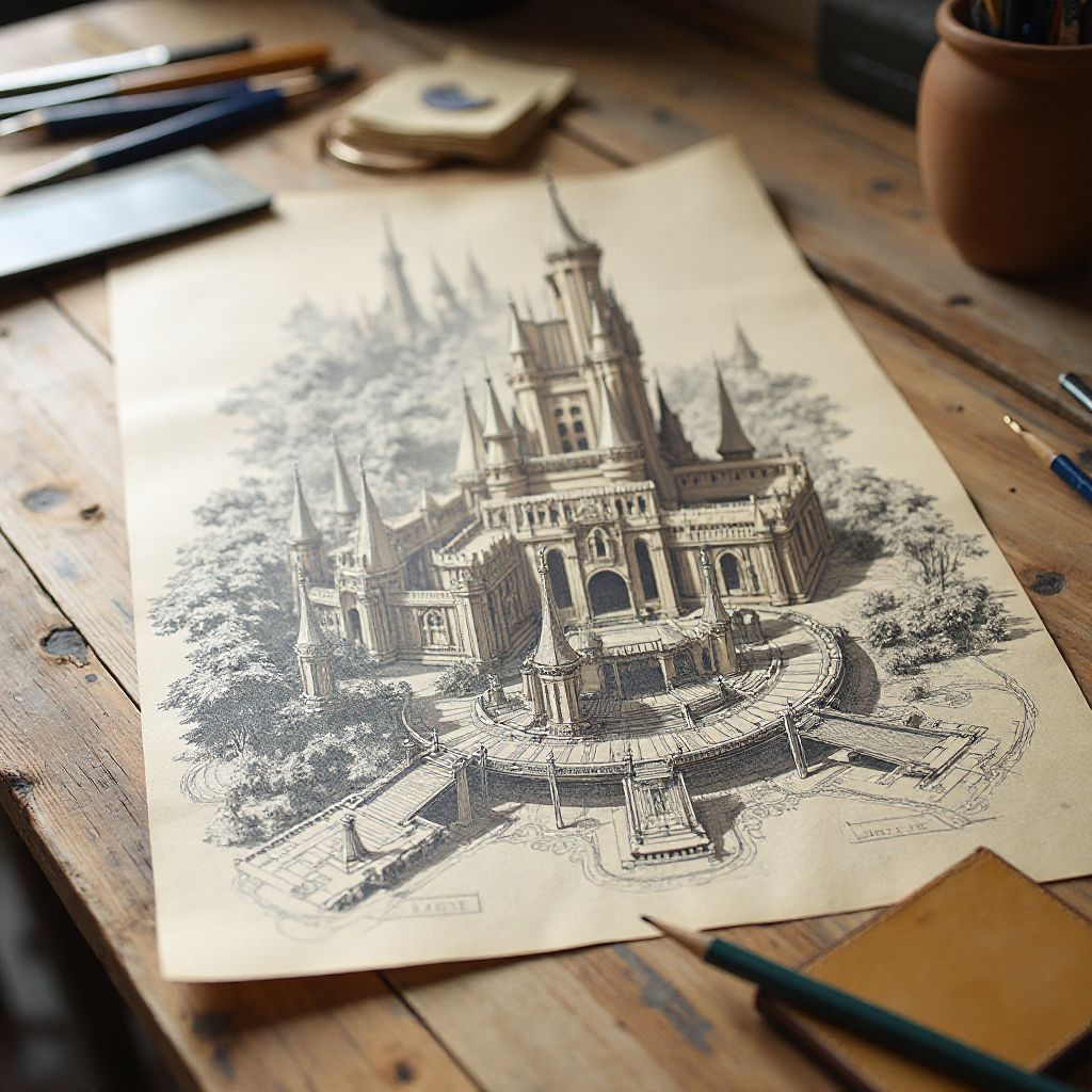 Harbour Fun Park concept art and early planning sketches